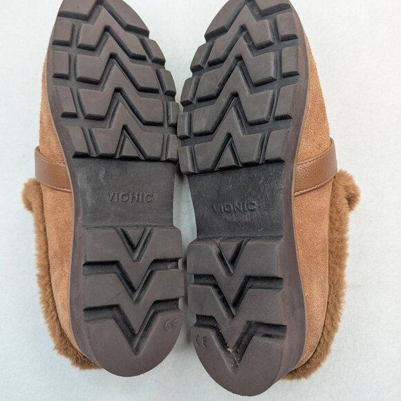Vionic Women's Kailen‎ Faux Fur Tan Brown Sherpa Mules Slip-On Size 6.5 - Picture 8 of 10